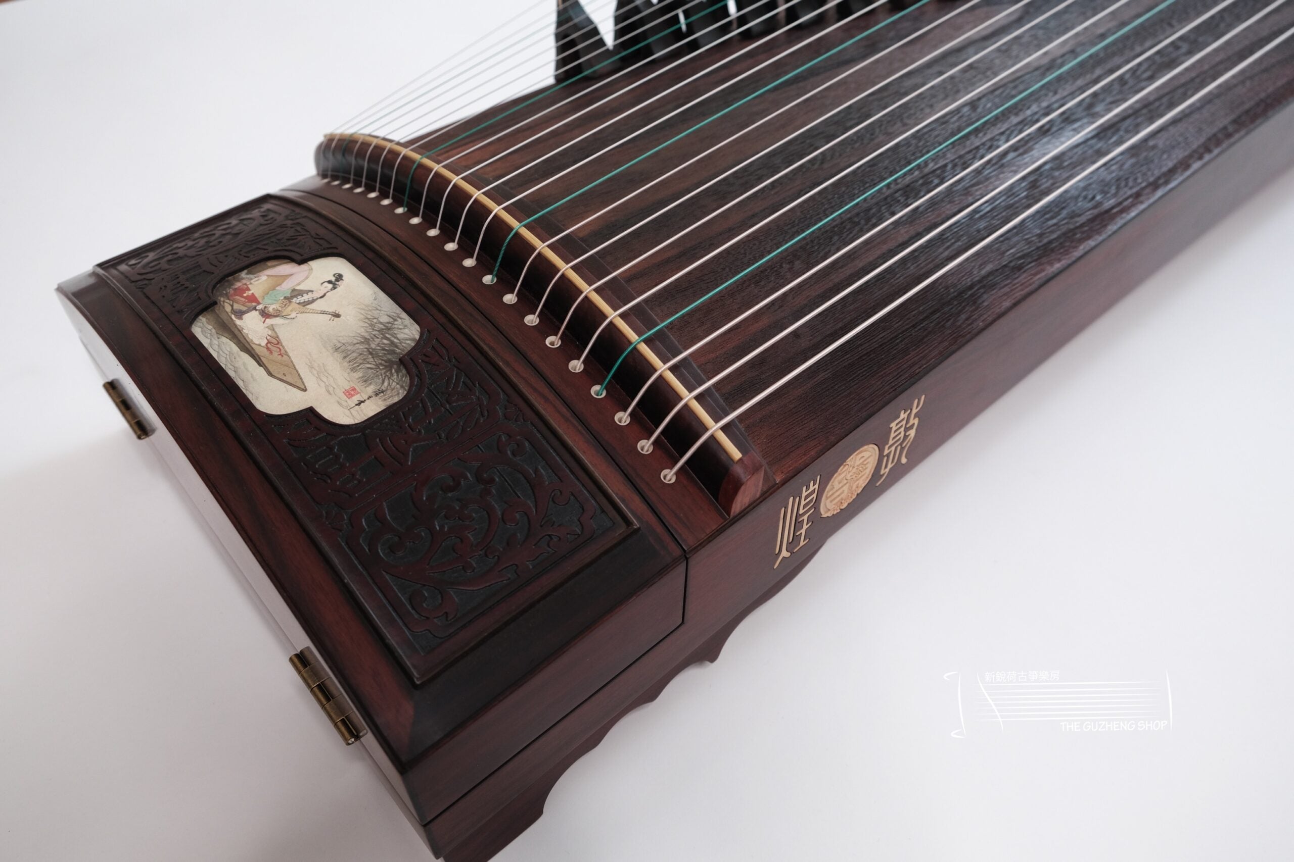 Dunhuang-Yun "Ancient Lady" Elite Rosewood Collection Grade Guzheng   敦煌韵牌 特选阔叶黄檀木浅浮雕国画古筝 "仕女"
