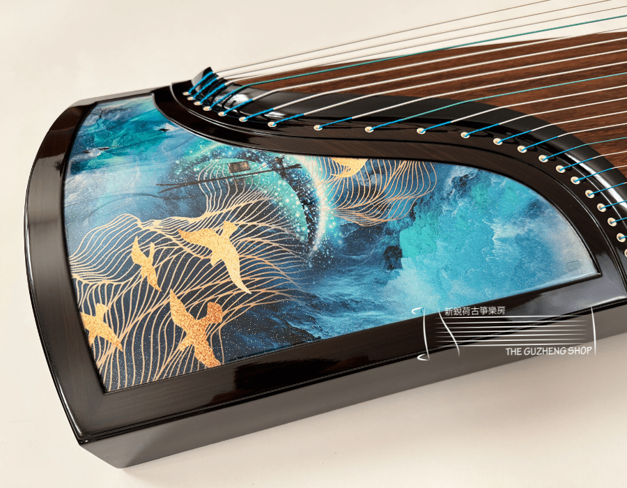 Black Sandalwood Guzheng Jin Yun Brand Model "Blue Sea and Blue Sky" 黑檀金韵古筝“碧海蓝天”