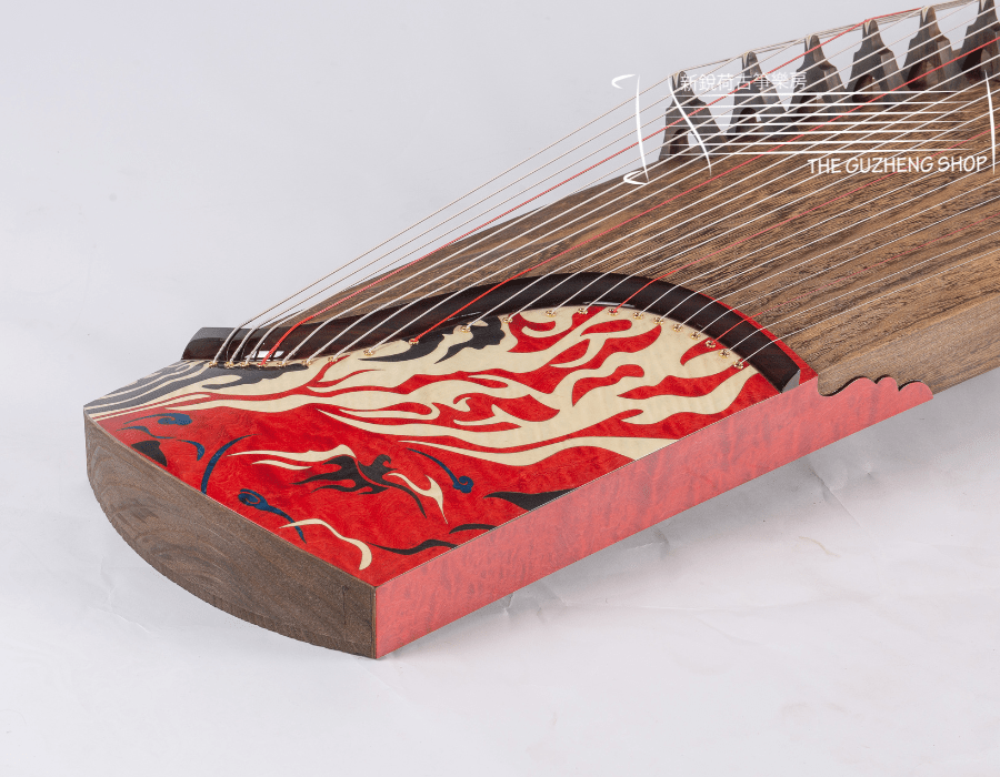 Hand-Painted Whole-Carved Soundboard Langyun Guzheng "Jin Yun"郎韻整木挖古箏“錦雲”