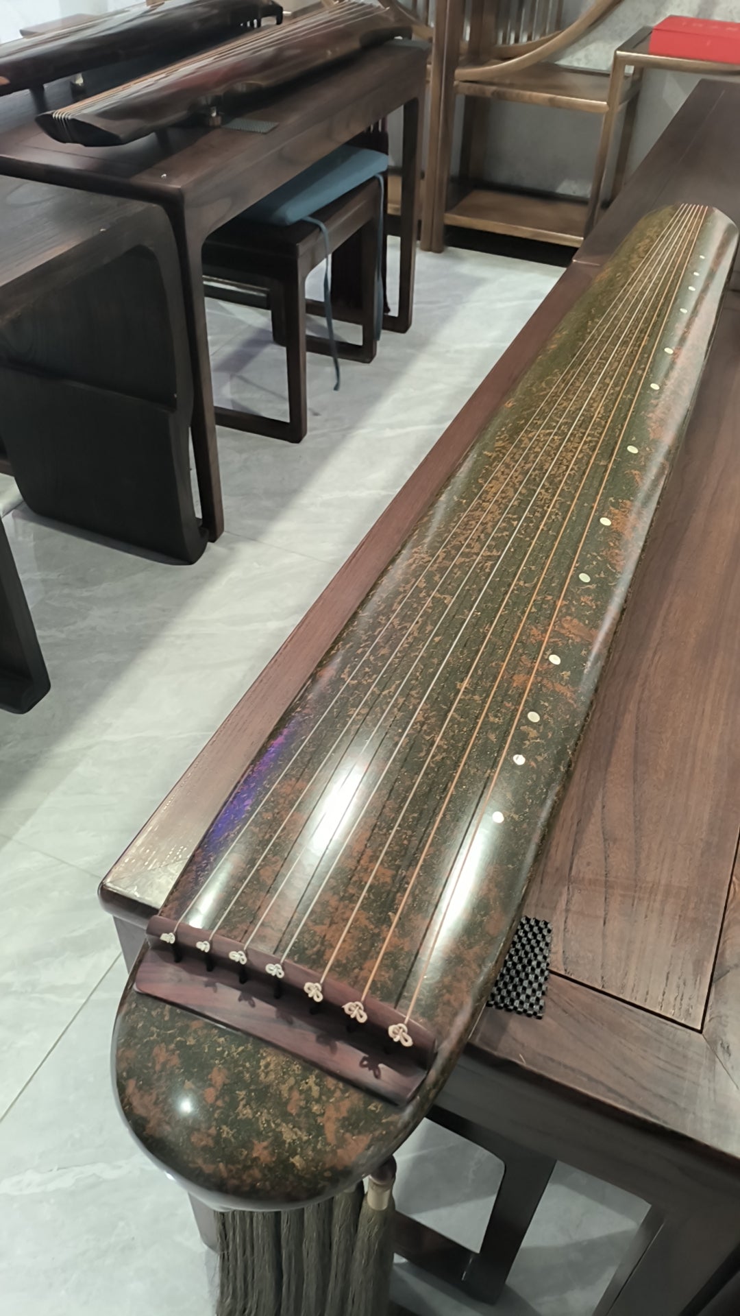 Guqin 7-Stringed Chinese Zither Pure Organic Paint 古琴纯生漆（八宝灰）