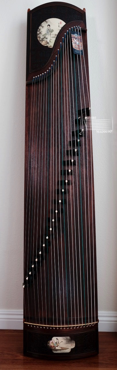 Dunhuang-Yun "Ancient Lady" Elite Rosewood Collection Grade Guzheng   敦煌韵牌 特选阔叶黄檀木浅浮雕国画古筝 "仕女"