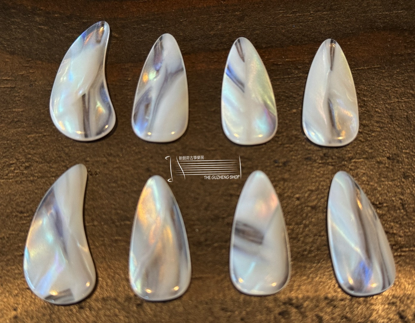 White Guzheng Picks - Smooth and Medium Thick Multiple Sizes 白色中等厚度古箏指甲