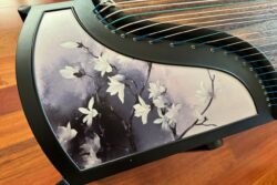 Su Yu "Seeking Fragrance" Carved Wood Guzheng - Tail section is a work of art. This is the Best Value For Beginners Guzheng